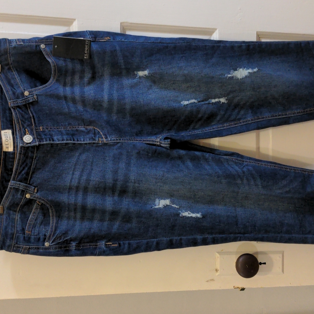 NWT Eloquii Classic Fit Peach Lift Distressed Skinny Jean Size 18 - Picture 6 of 6